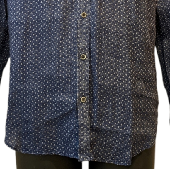 Patrick Assaraf blue printed linen shirt medium - Picture 3 of 8